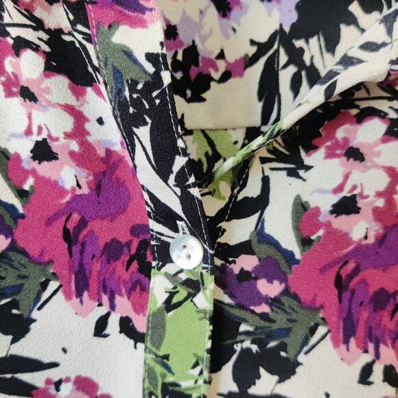 j. Jill Floral Long Sleeve Multicolor Shirt Blouse Sz XL Collared Front Pocket - Picture 4 of 10